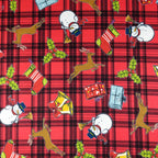 FS152 Reindeer Tartan Bells Print Black | Fabric Styles