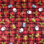 FS152 Reindeer Tartan Bells Print Black | Fabric Styles