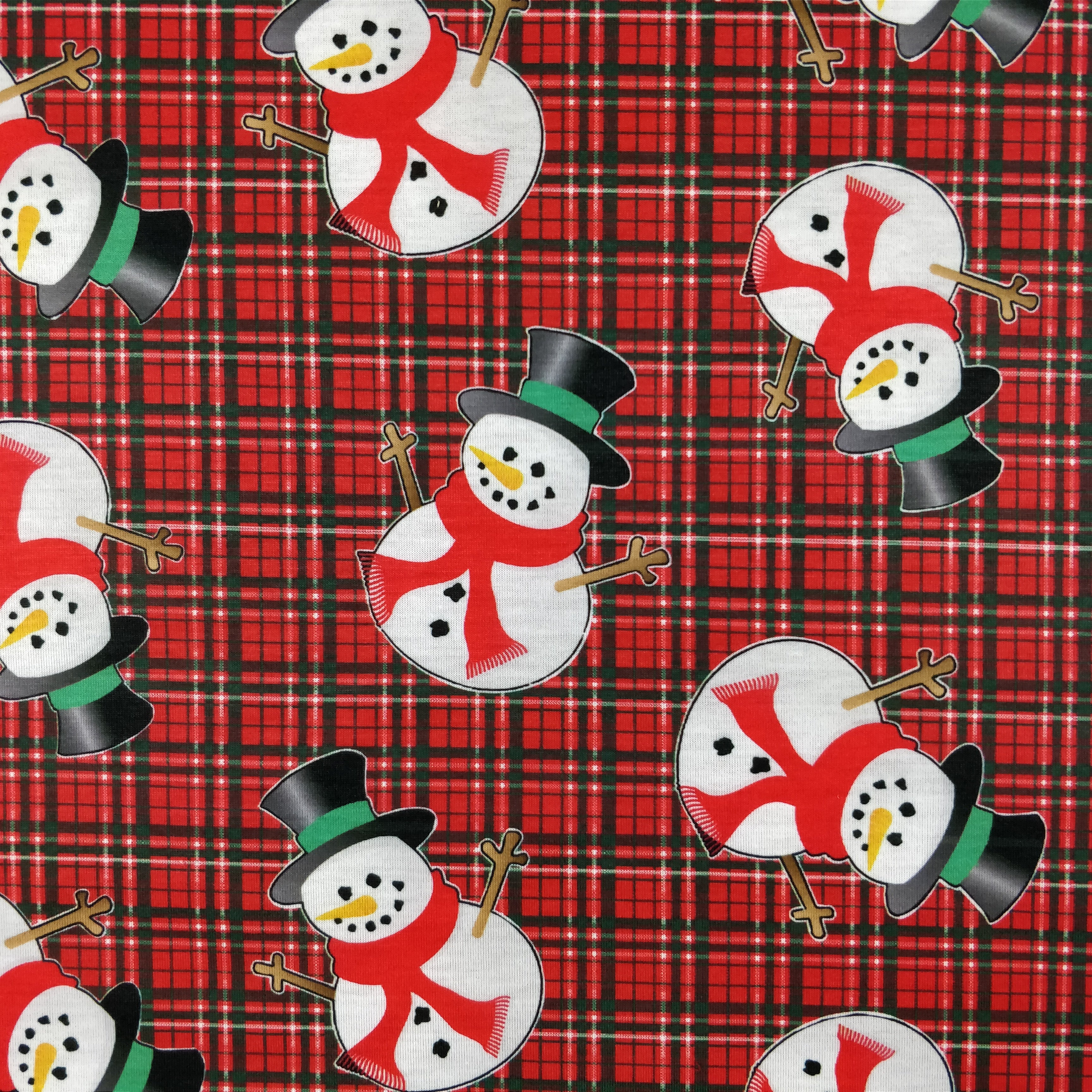 FS081 Christmas Print, Tartan Snowman | Fabric Styles