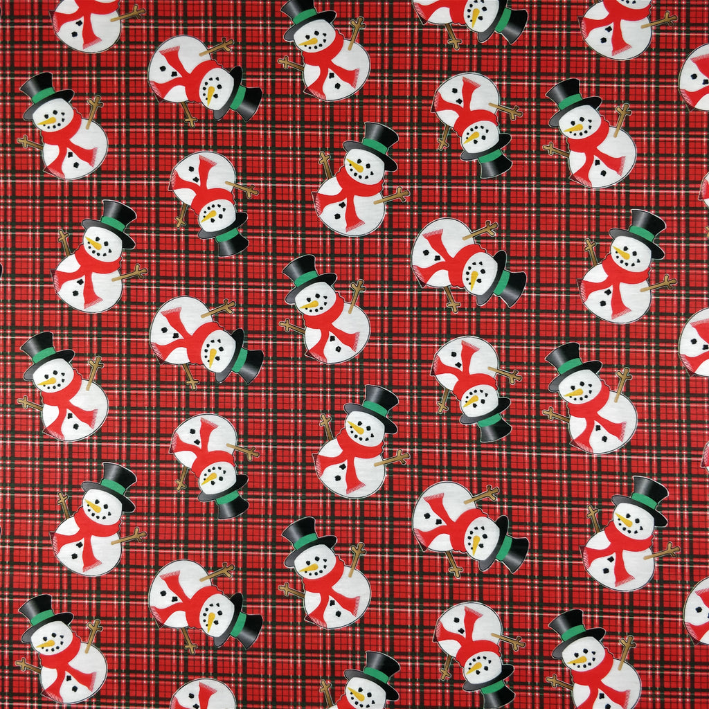 FS081 Christmas Print, Tartan Snowman | Fabric Styles