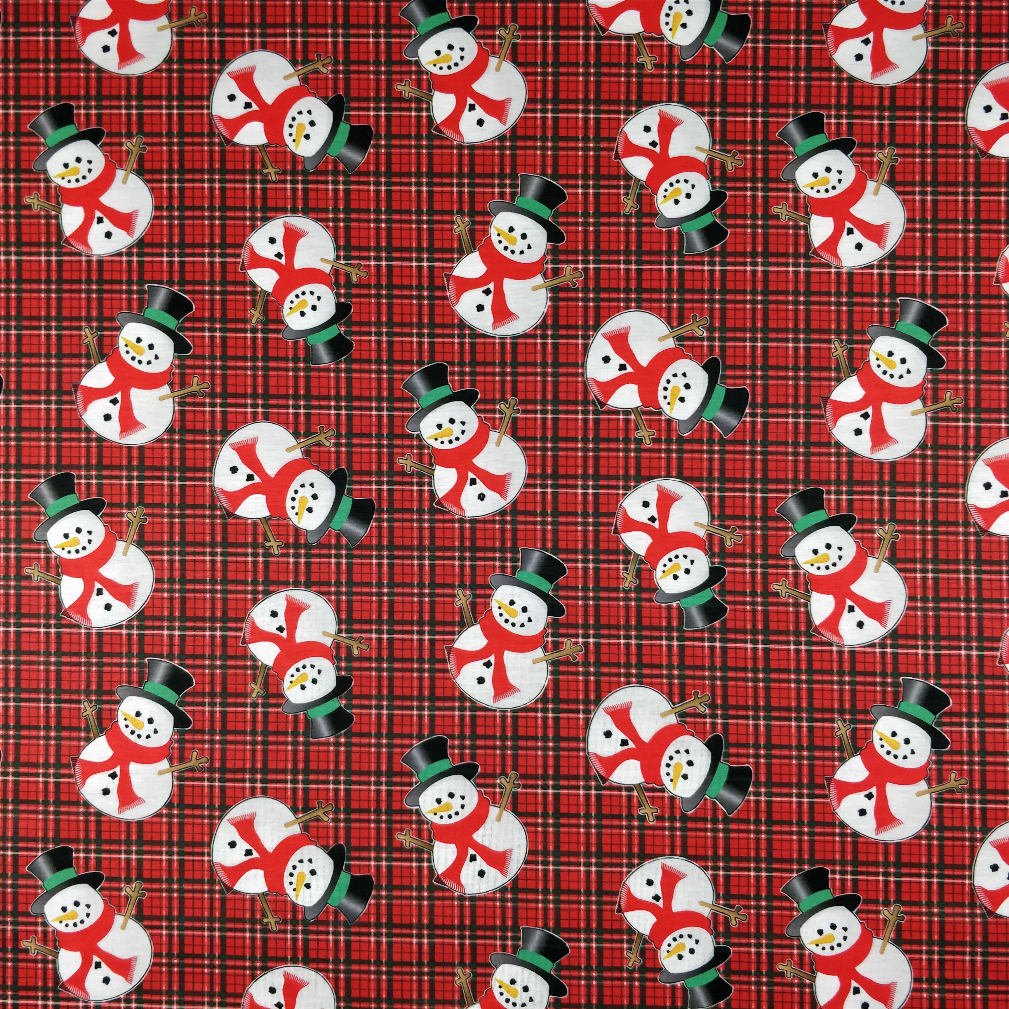 FS081 Christmas Print, Tartan Snowman | Fabric Styles