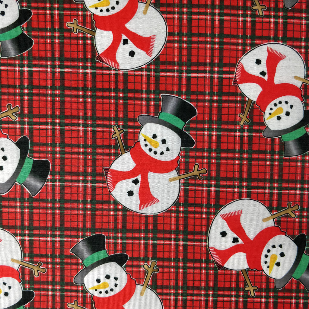 FS081 Christmas Print, Tartan Snowman | Fabric Styles