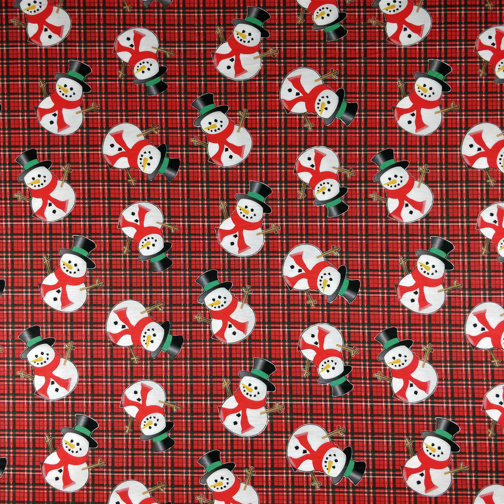 FS081 Christmas Print, Tartan Snowman | Fabric Styles
