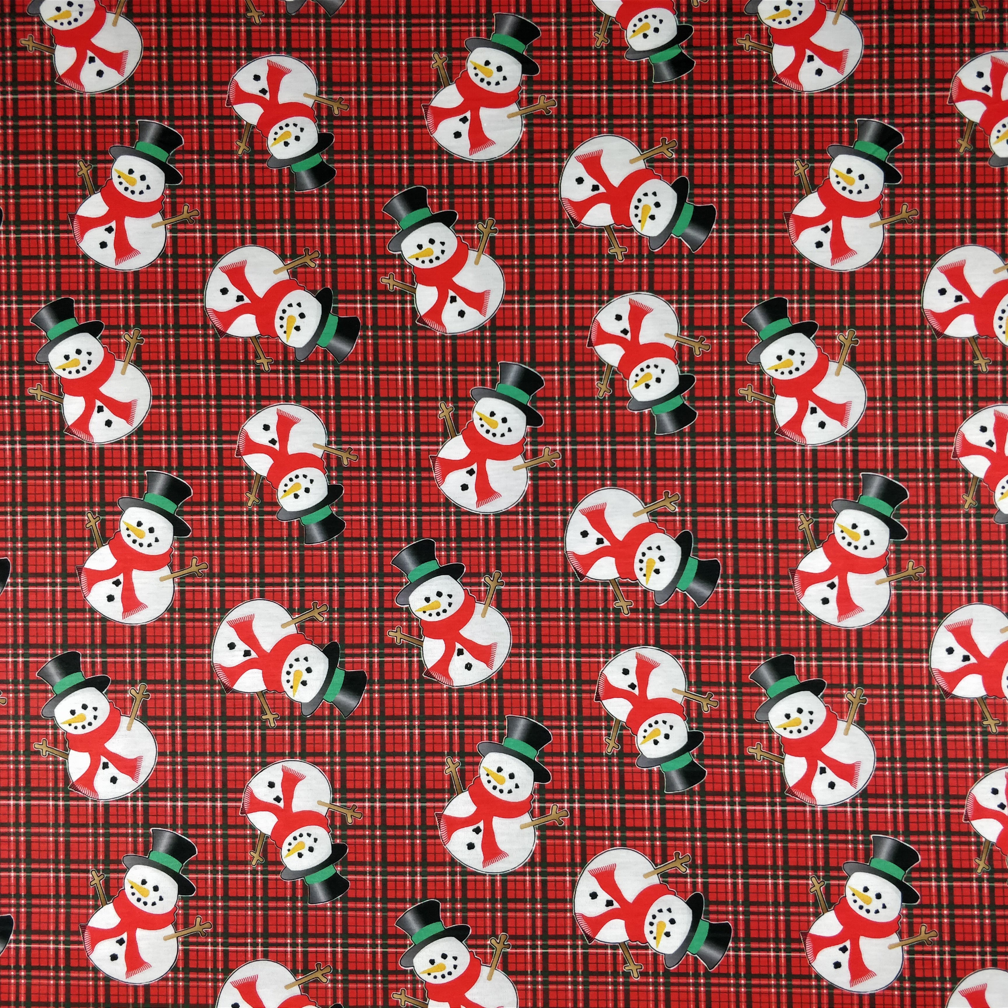 FS081 Christmas Print, Tartan Snowman | Fabric Styles