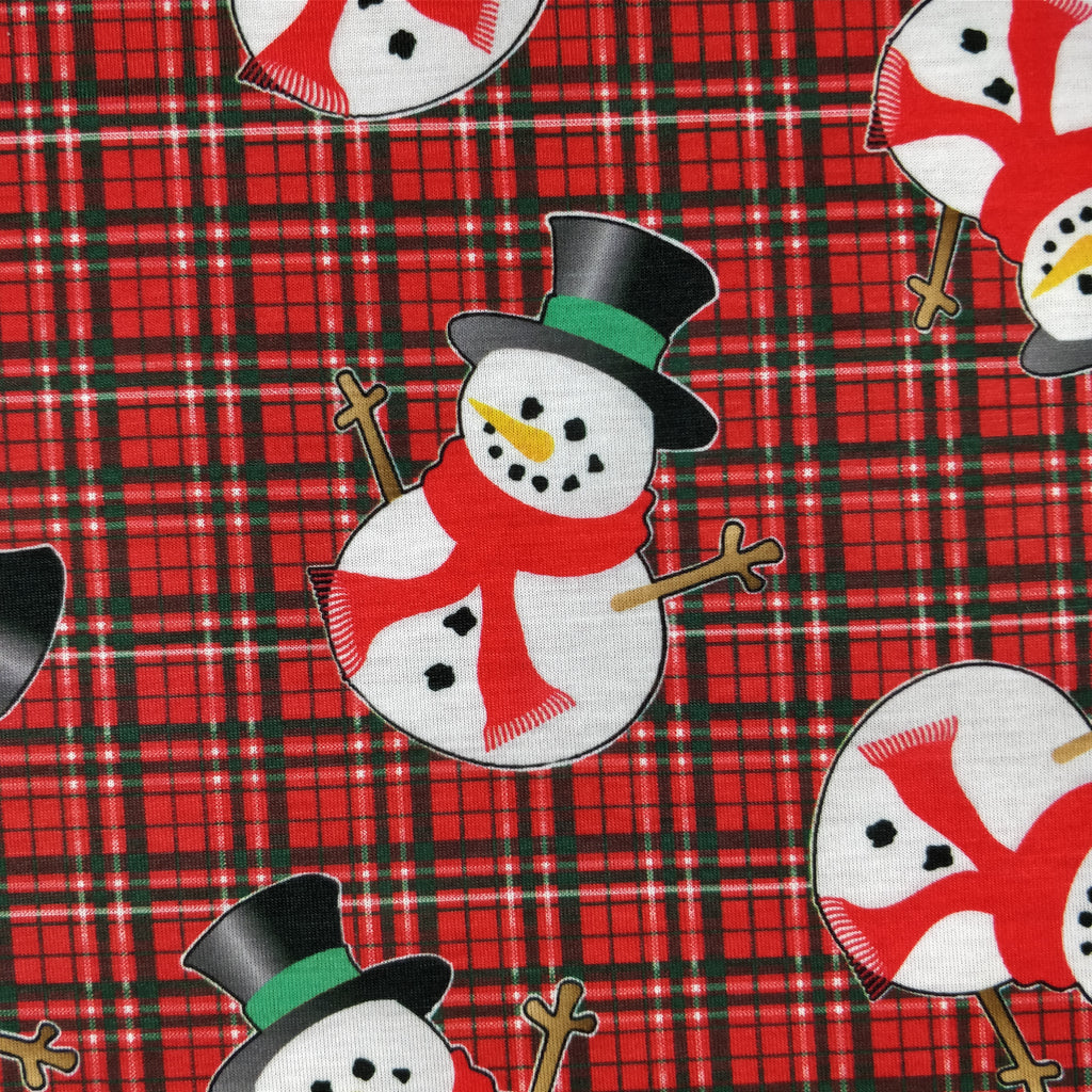 FS081 Christmas Print, Tartan Snowman | Fabric Styles
