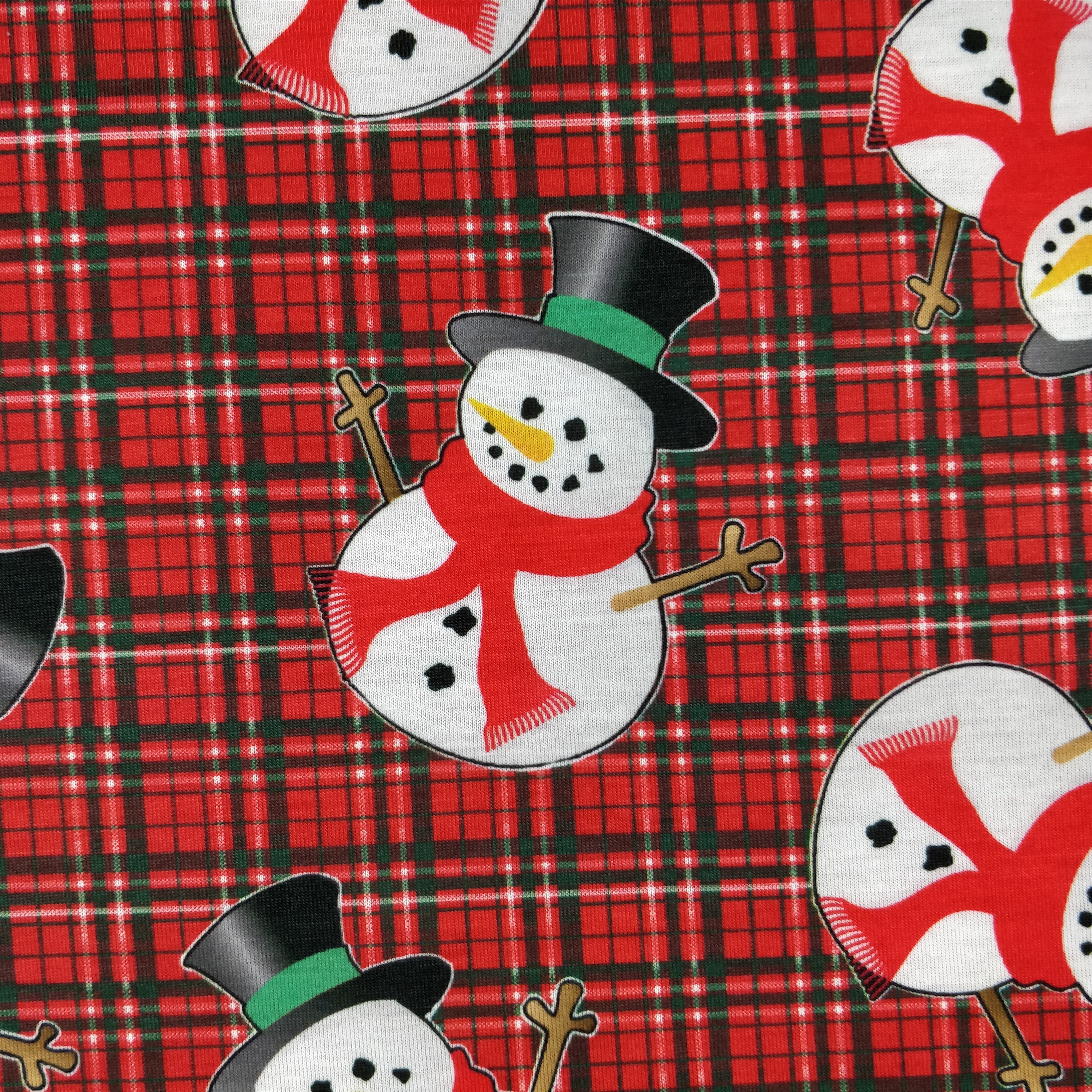 FS081 Christmas Print, Tartan Snowman | Fabric Styles