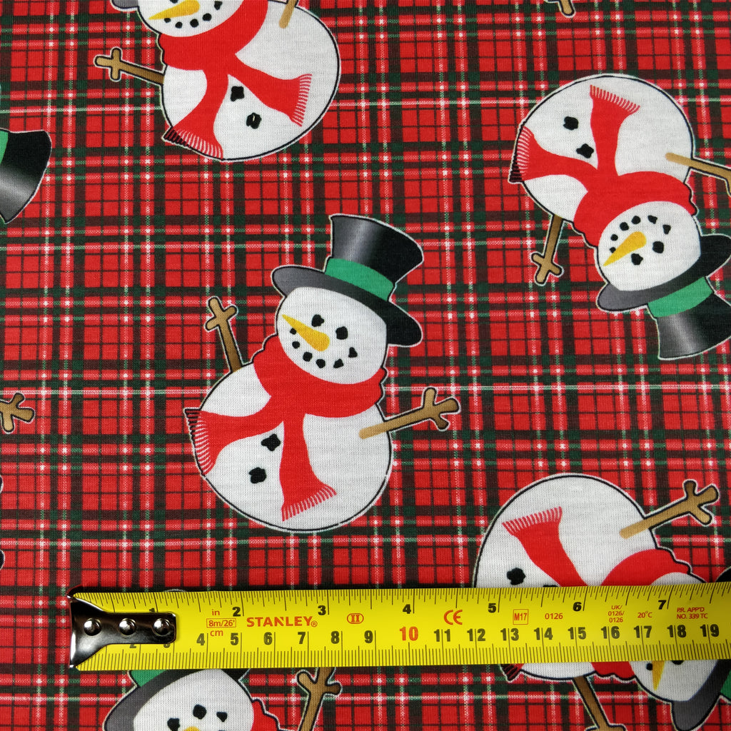 FS081 Christmas Print, Tartan Snowman | Fabric Styles