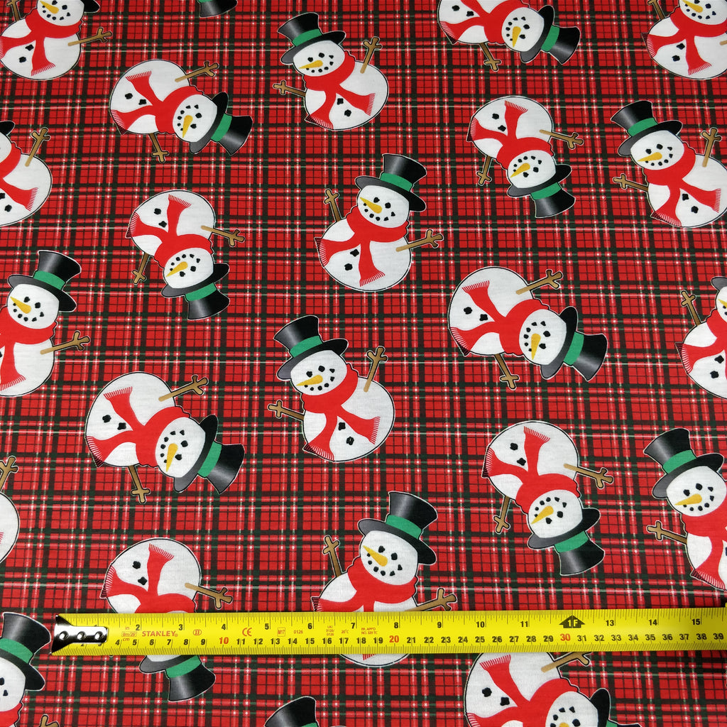 FS081 Christmas Print, Tartan Snowman | Fabric Styles