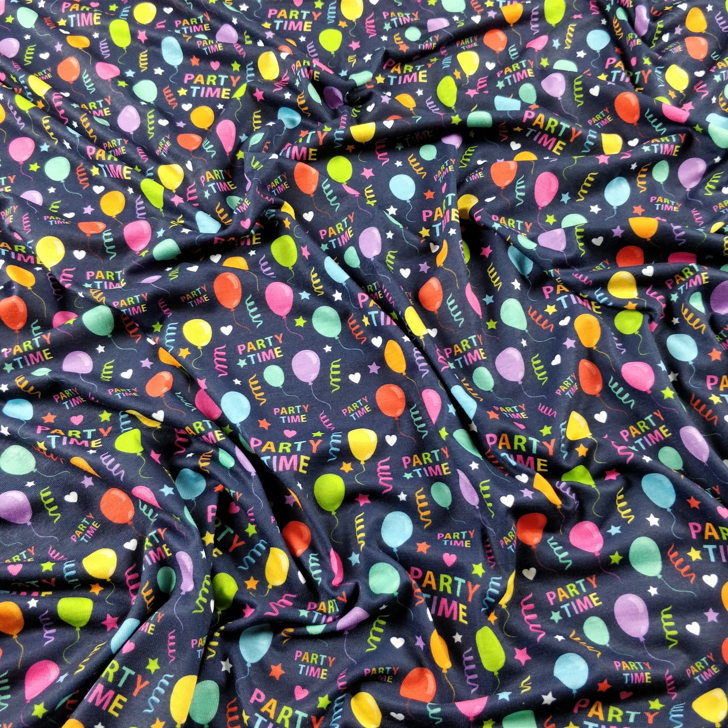 FS163 Party Time Balloons | Fabric | Balloons, Child, Children, drape, Exclusive, Fabric, fashion fabric, jersey, Kids, making, Multi Colour, Party, Party Time, Sale, sewing, spun polyester, Spun Polyester Elastane, Stretchy | Fabric Styles