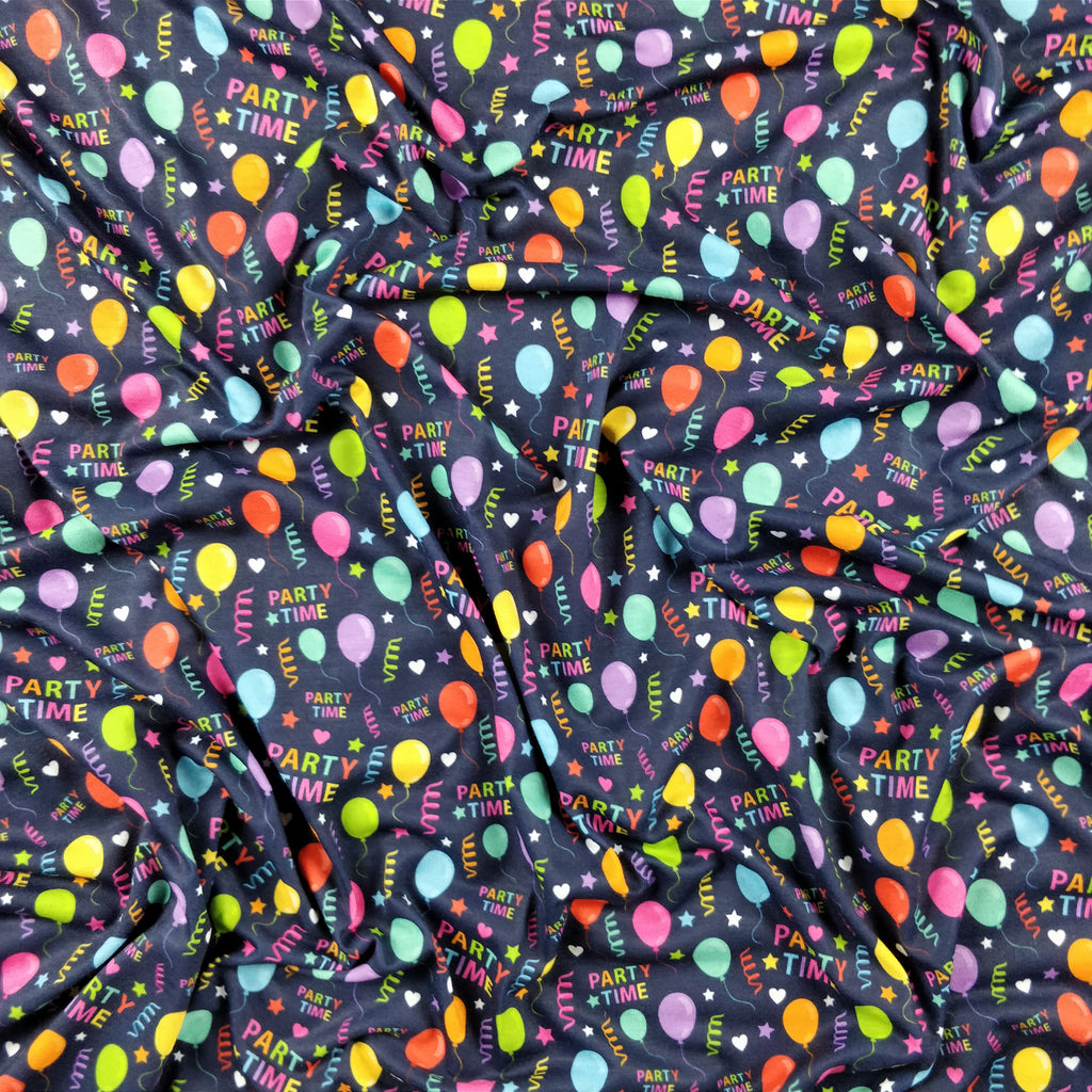 FS163 Party Time Balloons | Fabric | Balloons, Child, Children, drape, Exclusive, Fabric, fashion fabric, jersey, Kids, making, Multi Colour, Party, Party Time, Sale, sewing, spun polyester, Spun Polyester Elastane, Stretchy | Fabric Styles