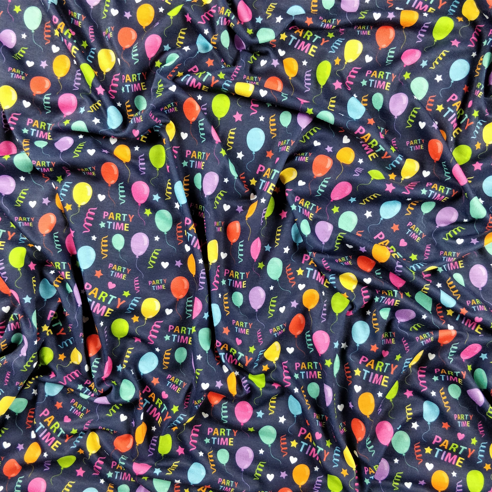 FS163 Party Time Balloons | Fabric | Balloons, Child, Children, drape, Exclusive, Fabric, fashion fabric, jersey, Kids, making, Multi Colour, Party, Party Time, Sale, sewing, spun polyester, Spun Polyester Elastane, Stretchy | Fabric Styles