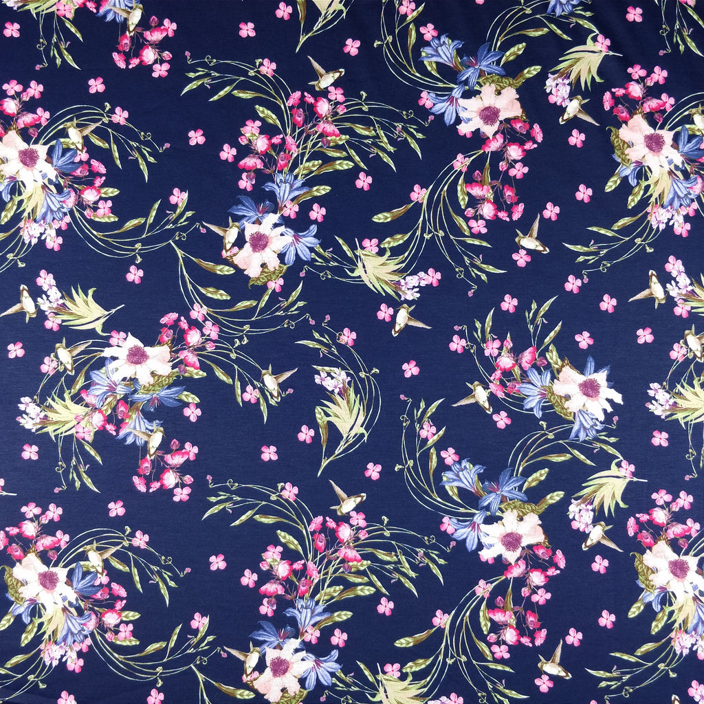 FS186 Navy Base Floral | Fabric Styles