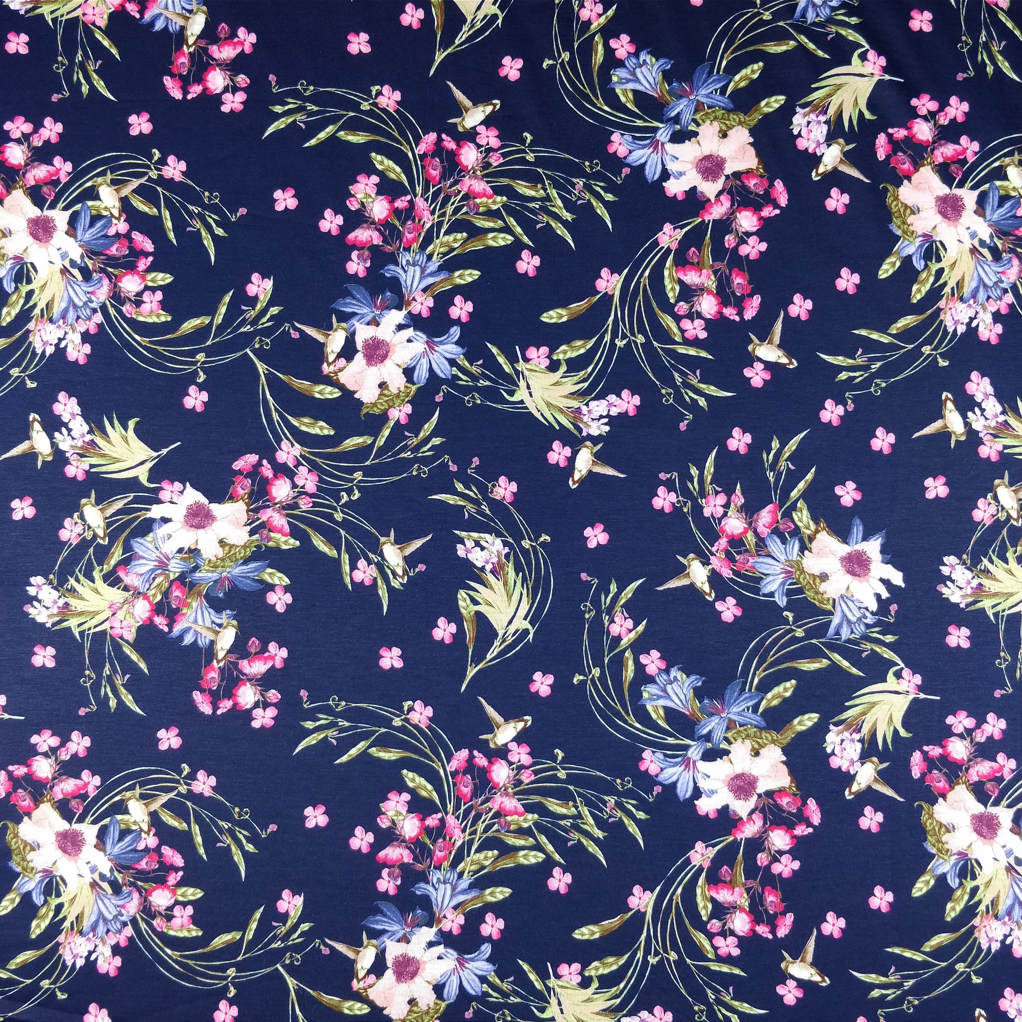 FS186 Navy Base Floral | Fabric Styles