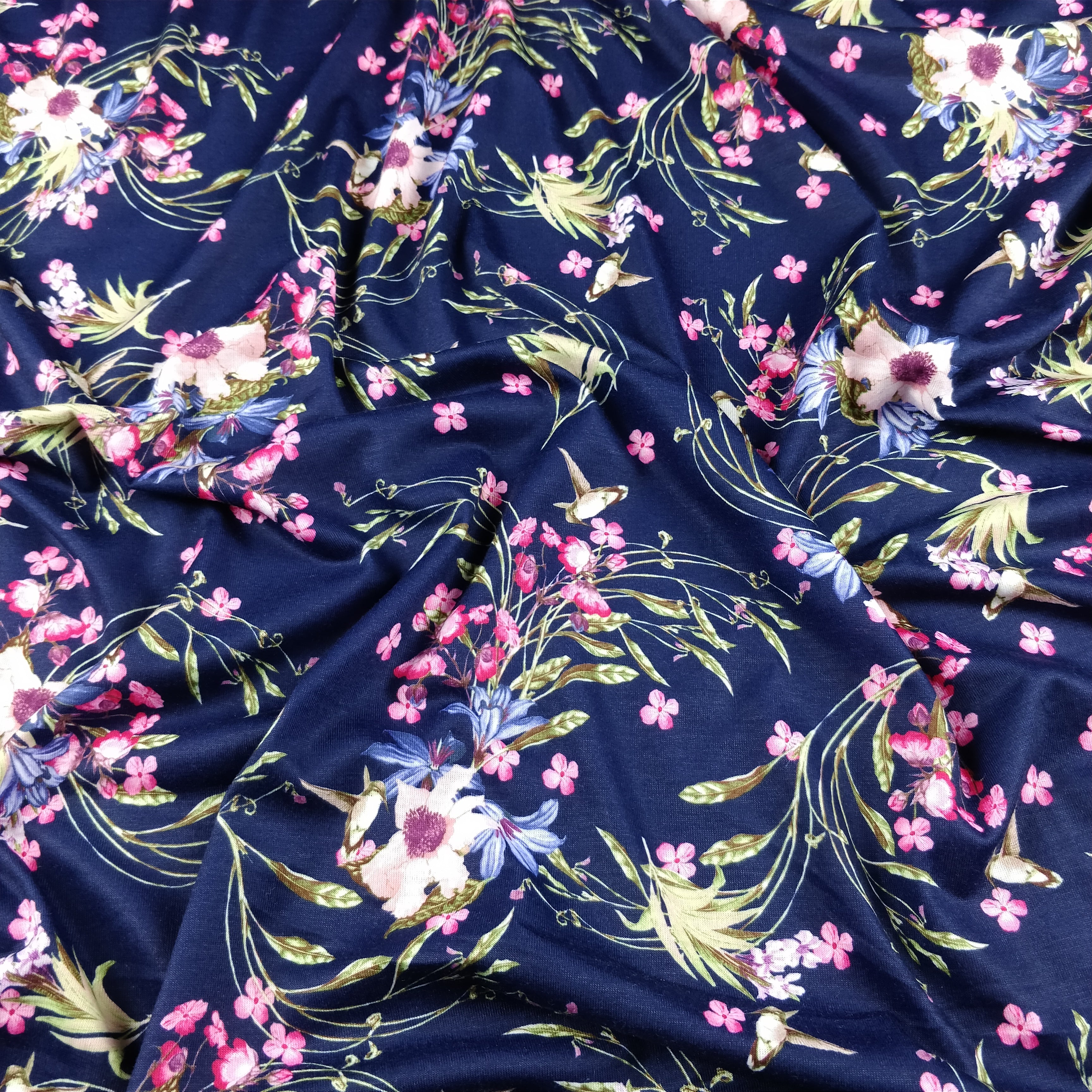 FS186 Navy Base Floral | Fabric Styles