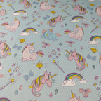 FS169 Unicorn Rainbow | Fabric | Animal, Blue, drape, Exclusive, Fabric, fashion fabric, jersey, making, Rainbow, Scuba, sewing, Stretchy, Unicorn | Fabric Styles