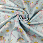 FS169 Unicorn Rainbow | Fabric | Animal, Blue, drape, Exclusive, Fabric, fashion fabric, jersey, making, Rainbow, Scuba, sewing, Stretchy, Unicorn | Fabric Styles