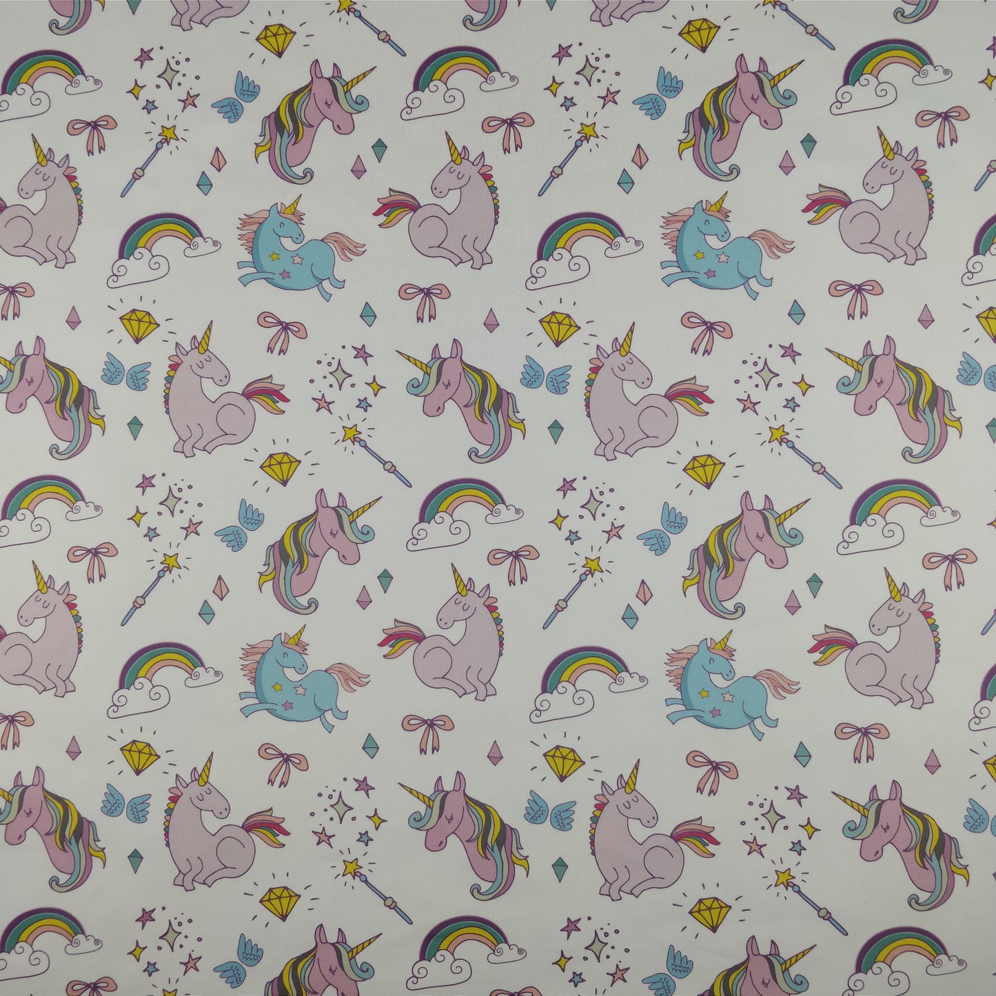 FS169 Unicorn Rainbow | Fabric | Animal, Blue, drape, Exclusive, Fabric, fashion fabric, jersey, making, Rainbow, Scuba, sewing, Stretchy, Unicorn | Fabric Styles