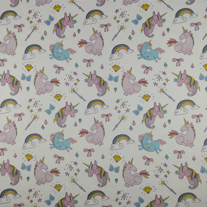 FS169 Unicorn Rainbow | Fabric | Animal, Blue, drape, Exclusive, Fabric, fashion fabric, jersey, making, Rainbow, Scuba, sewing, Stretchy, Unicorn | Fabric Styles