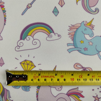 FS169 Unicorn Rainbow | Fabric | Animal, Blue, drape, Exclusive, Fabric, fashion fabric, jersey, making, Rainbow, Scuba, sewing, Stretchy, Unicorn | Fabric Styles