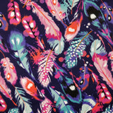 FS198_1 Blue Feathers | Fabric | drape, Dress Fabric, Dress making, Dressmaking Fabric, Exclusive, Fabric, fashion fabric, Feather, Feathers, making, Multi Colour, Multicolored, Multicoloured, Paint, Pink, Purple, Scuba, sewing | Fabric Styles