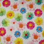 FS207_1 Multi Colour Gerbra Daisy | Fabric | Black, Blue, Daisies, Daisy, drape, Dress Fabric, Dress making, Dressmaking Fabric, Fabric, fabricstyles, fashion fabric, Floral, Flower, Green, Light Pink, making, Orange, Pink, Purple, Scuba, sewing, sunflower, White, Yellow | Fabric Styles