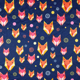 FS273 Geometric Fox | Fabric | Animal, Animals, Blue, Child, Children, Childrens, Exclusive, Fabric, fashion fabric, Fox, Foxes, High Fashion, Kid, Kids, Navy, Red, Scuba, Swirl, Yellow | Fabric Styles