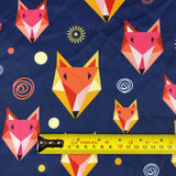 FS273 Geometric Fox | Fabric | Animal, Animals, Blue, Child, Children, Childrens, Exclusive, Fabric, fashion fabric, Fox, Foxes, High Fashion, Kid, Kids, Navy, Red, Scuba, Swirl, Yellow | Fabric Styles