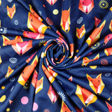 FS273 Geometric Fox | Fabric | Animal, Animals, Blue, Child, Children, Childrens, Exclusive, Fabric, fashion fabric, Fox, Foxes, High Fashion, Kid, Kids, Navy, Red, Scuba, Swirl, Yellow | Fabric Styles