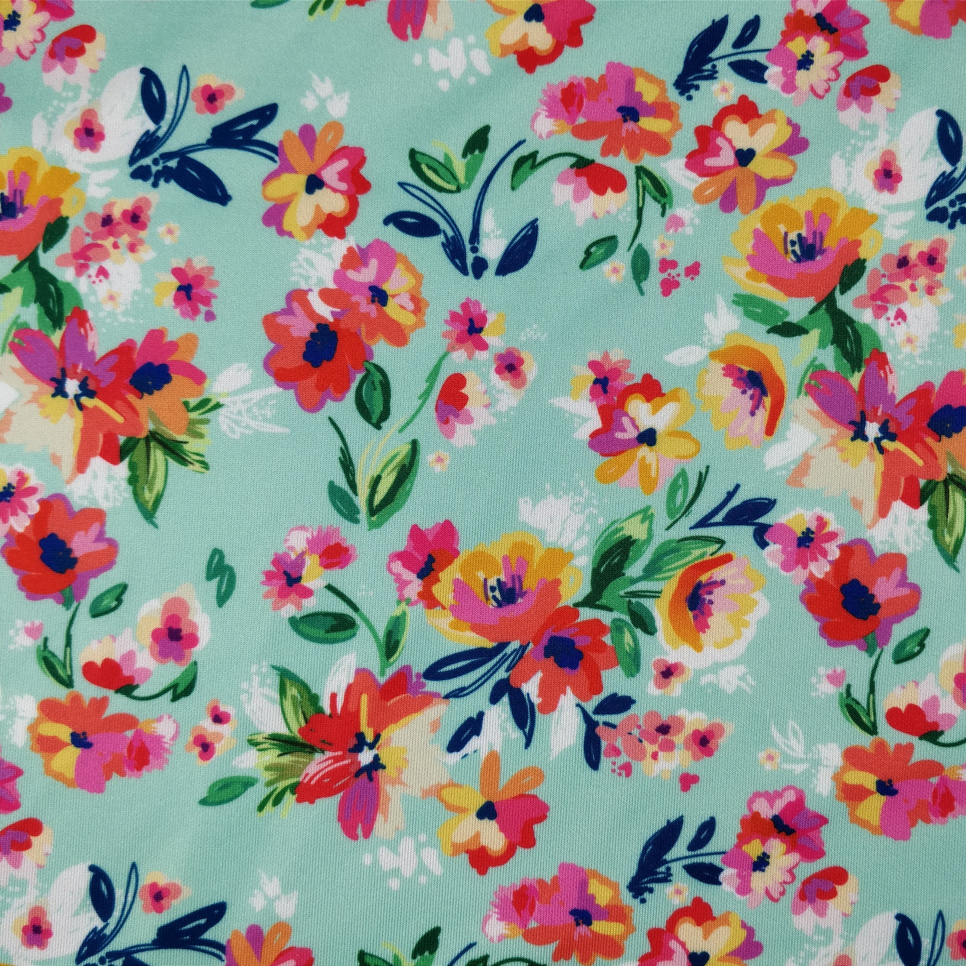 FS216 Mint Watercolour Orange Floral | Fabric Styles