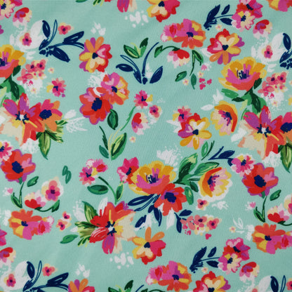 FS216 Mint Watercolour Orange Floral | Fabric Styles