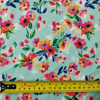 FS216 Mint Watercolour Orange Floral | Fabric Styles