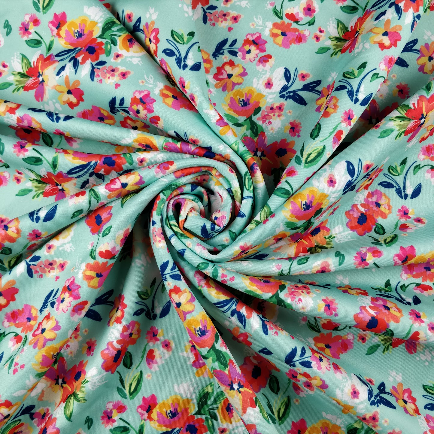 FS216 Mint Watercolour Orange Floral | Fabric Styles