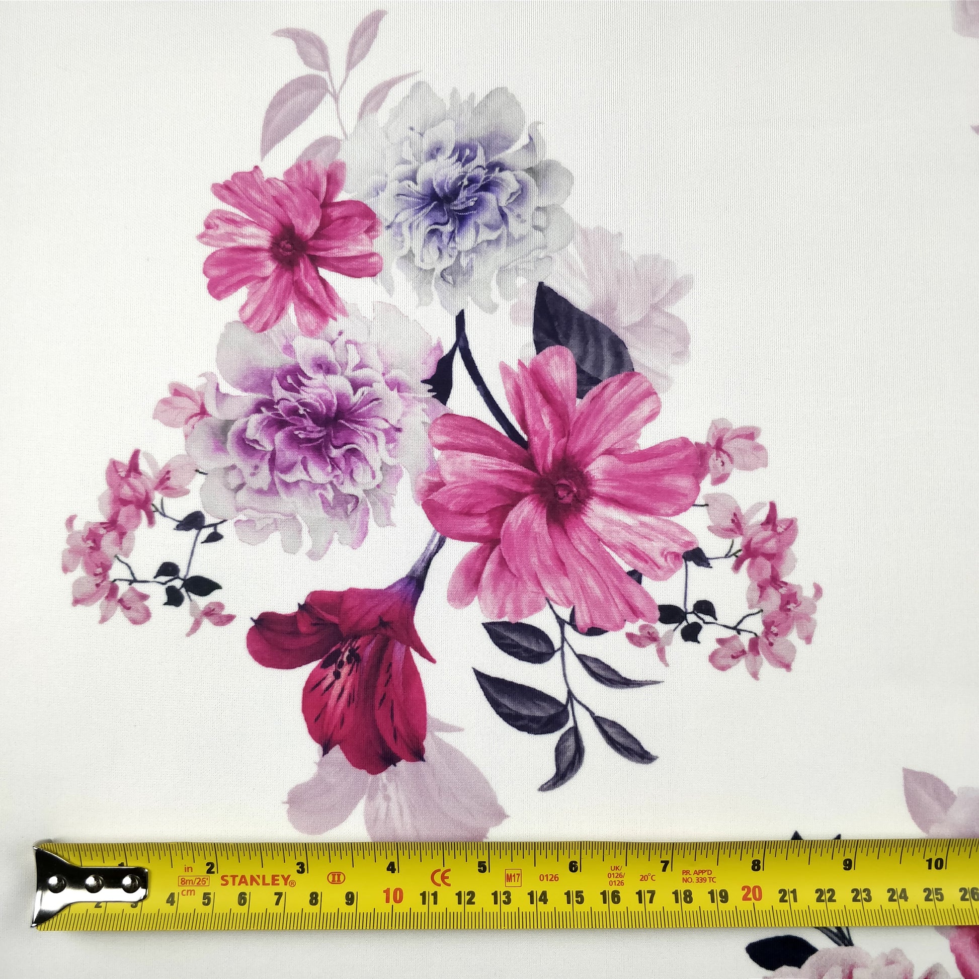 FS285 Peony Floral | Fabric | Fabric, Floral, Flower, Flowers, Light, Lily, Pearl, Peony, Pink, Purple, Scuba, Summer, White | Fabric Styles