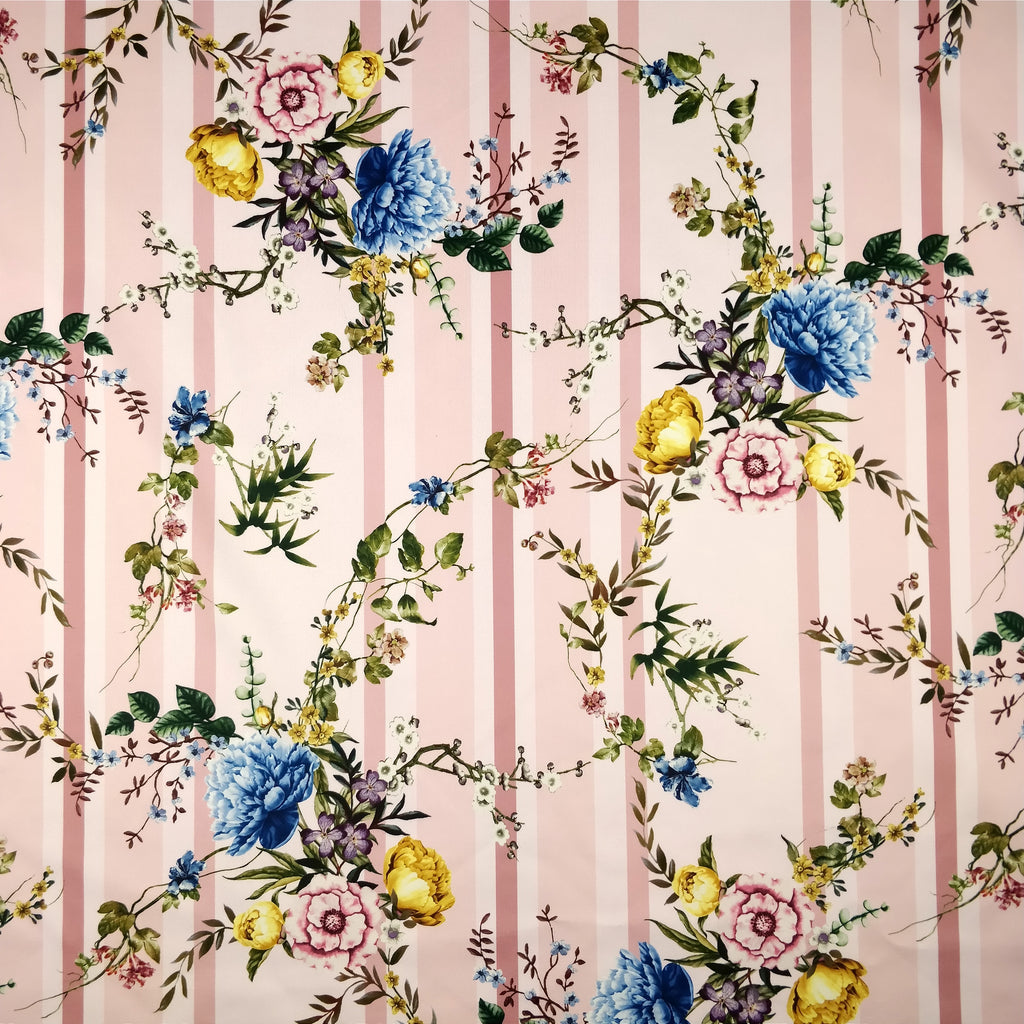 FS290 Pink Striped Floral | Fabric Styles