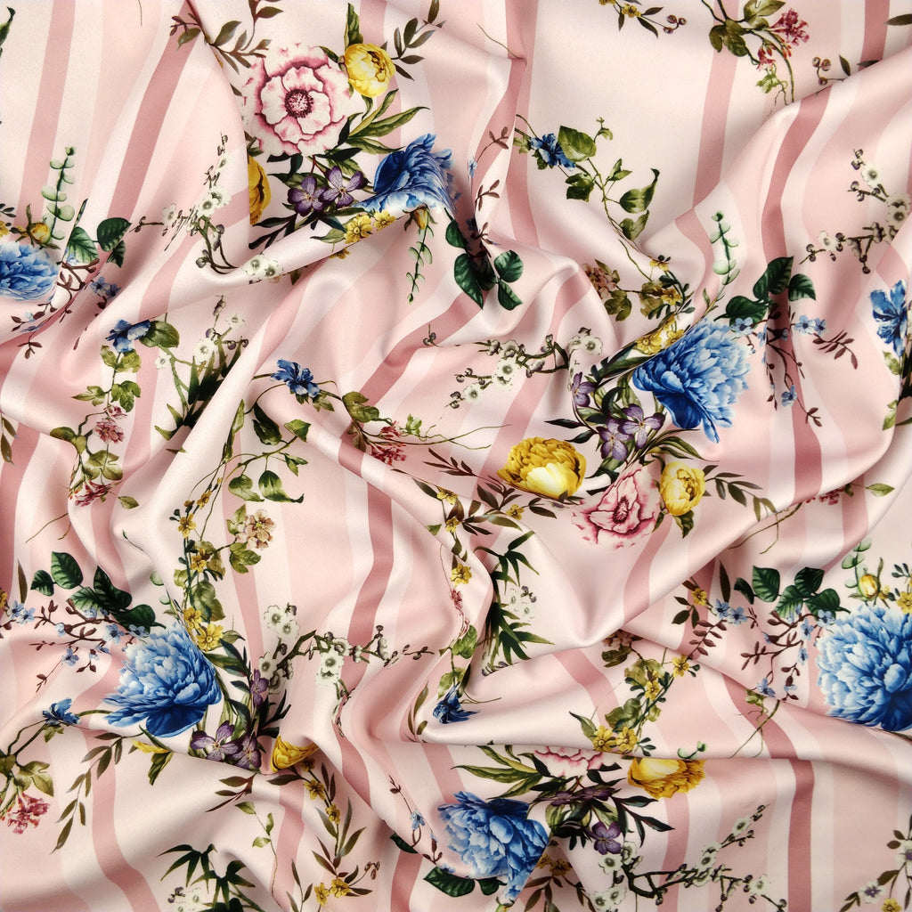 FS290 Pink Striped Floral | Fabric Styles