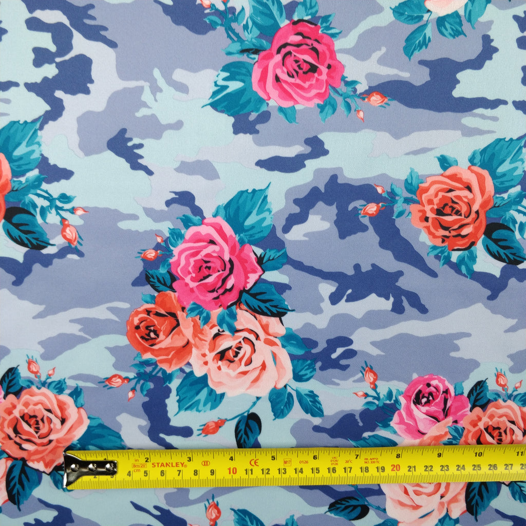 FS028_5 Blue Camouflage Floral | Fabric Styles