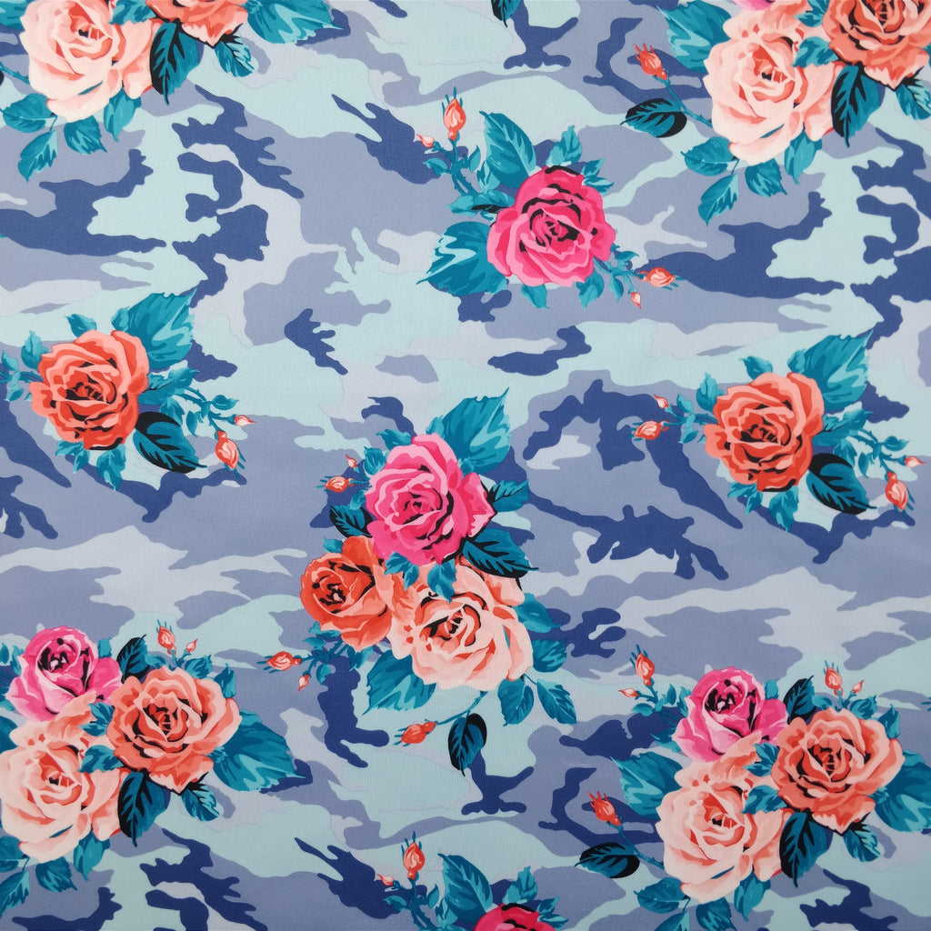FS028_5 Blue Camouflage Floral | Fabric Styles