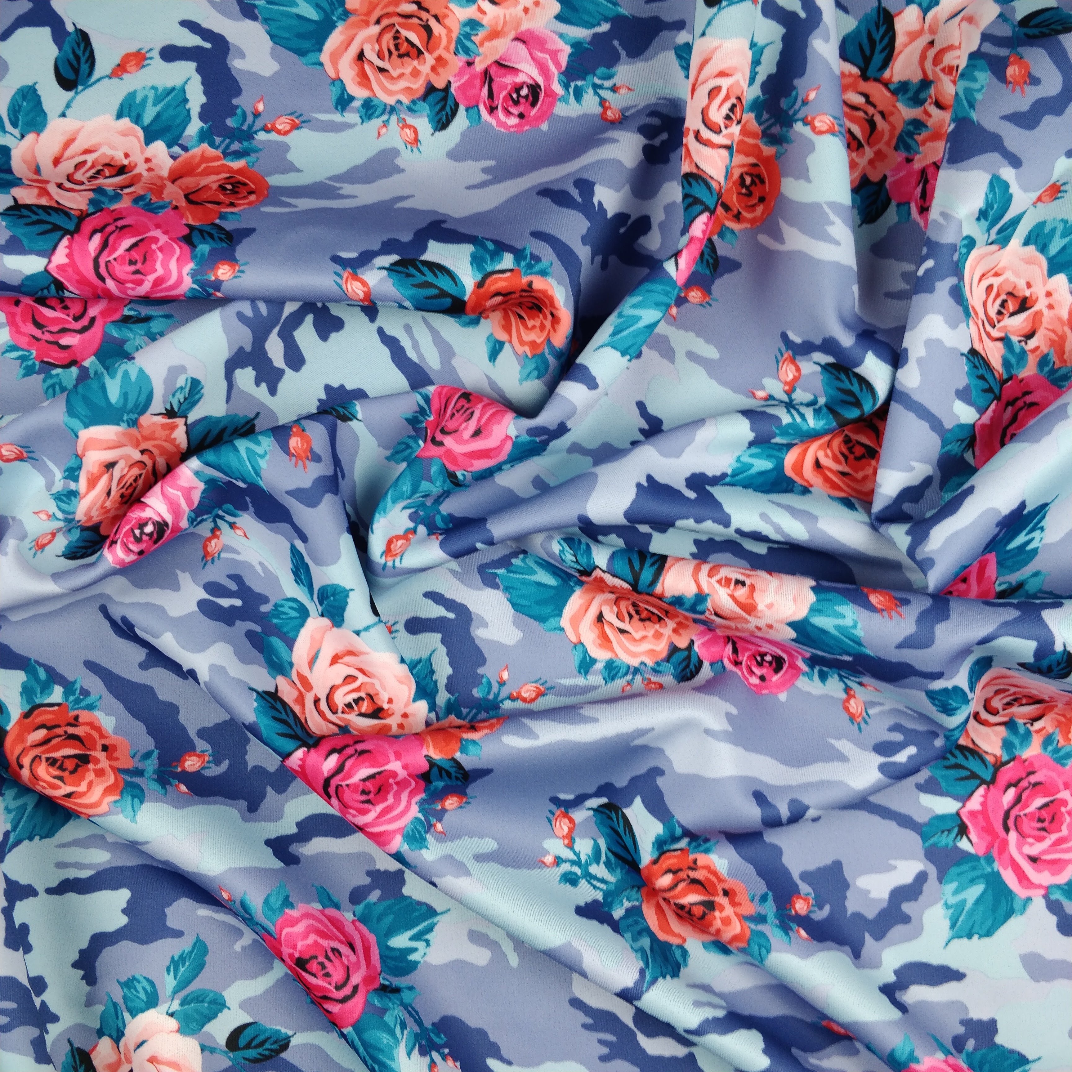 FS028_5 Blue Camouflage Floral | Fabric Styles