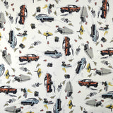 FS297 Vintage Car | Fabric | car, Fabric, Light, Scuba, vintage, White, Yellow | Fabric Styles