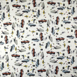FS297 Vintage Car | Fabric | car, Fabric, Light, Scuba, vintage, White, Yellow | Fabric Styles
