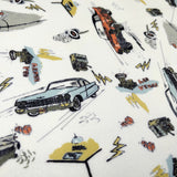 FS297 Vintage Car | Fabric | car, Fabric, Light, Scuba, vintage, White, Yellow | Fabric Styles