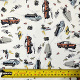 FS297 Vintage Car | Fabric | car, Fabric, Light, Scuba, vintage, White, Yellow | Fabric Styles