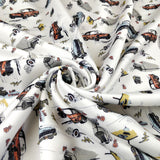 FS297 Vintage Car | Fabric | car, Fabric, Light, Scuba, vintage, White, Yellow | Fabric Styles