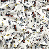 FS297 Vintage Car | Fabric | car, Fabric, Light, Scuba, vintage, White, Yellow | Fabric Styles