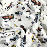 FS297 Vintage Car | Fabric | car, Fabric, Light, Scuba, vintage, White, Yellow | Fabric Styles