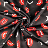 FS322 Vampire and Bats Scuba Stretch Knit Fabric Black | Fabric | Bat, Bats, Fabric, Halloween, Lips, Polyester, scuba, Spooky, Square, stretch, Stretchy, Teeth | Fabric Styles