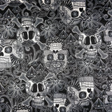 FS332 Skull and Bones | Fabric | Black and White, Cross, Diamond, Fabric, Scuba, Skull, Skulls, Spooky, Tattoo | Fabric Styles