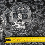 FS332 Skull and Bones | Fabric | Black and White, Cross, Diamond, Fabric, Scuba, Skull, Skulls, Spooky, Tattoo | Fabric Styles