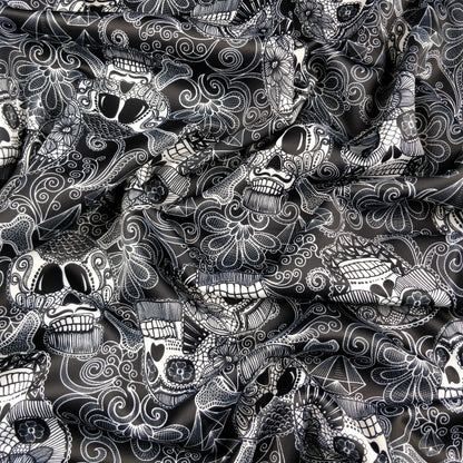 FS332 Skull and Bones | Fabric | Black and White, Cross, Diamond, Fabric, Scuba, Skull, Skulls, Spooky, Tattoo | Fabric Styles