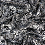 FS332 Skull and Bones | Fabric | Black and White, Cross, Diamond, Fabric, Scuba, Skull, Skulls, Spooky, Tattoo | Fabric Styles